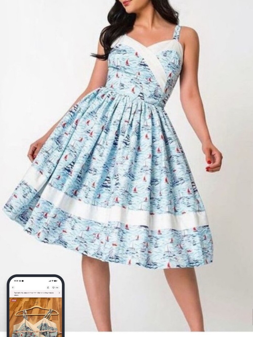 Unique Vintage Sailboat/Nautical Print dress